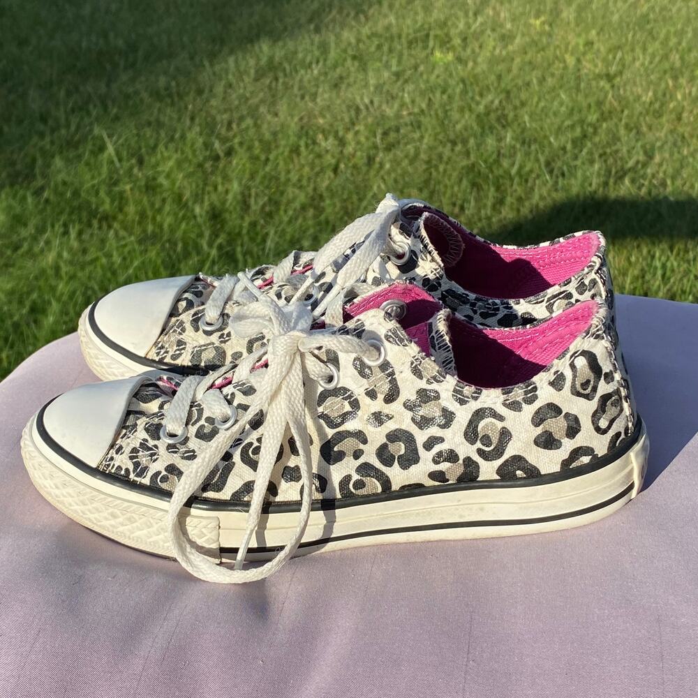 Converse All Star Youth 2Y Animal Print Size 2 Lace Up Low Top Sneakers 326743F